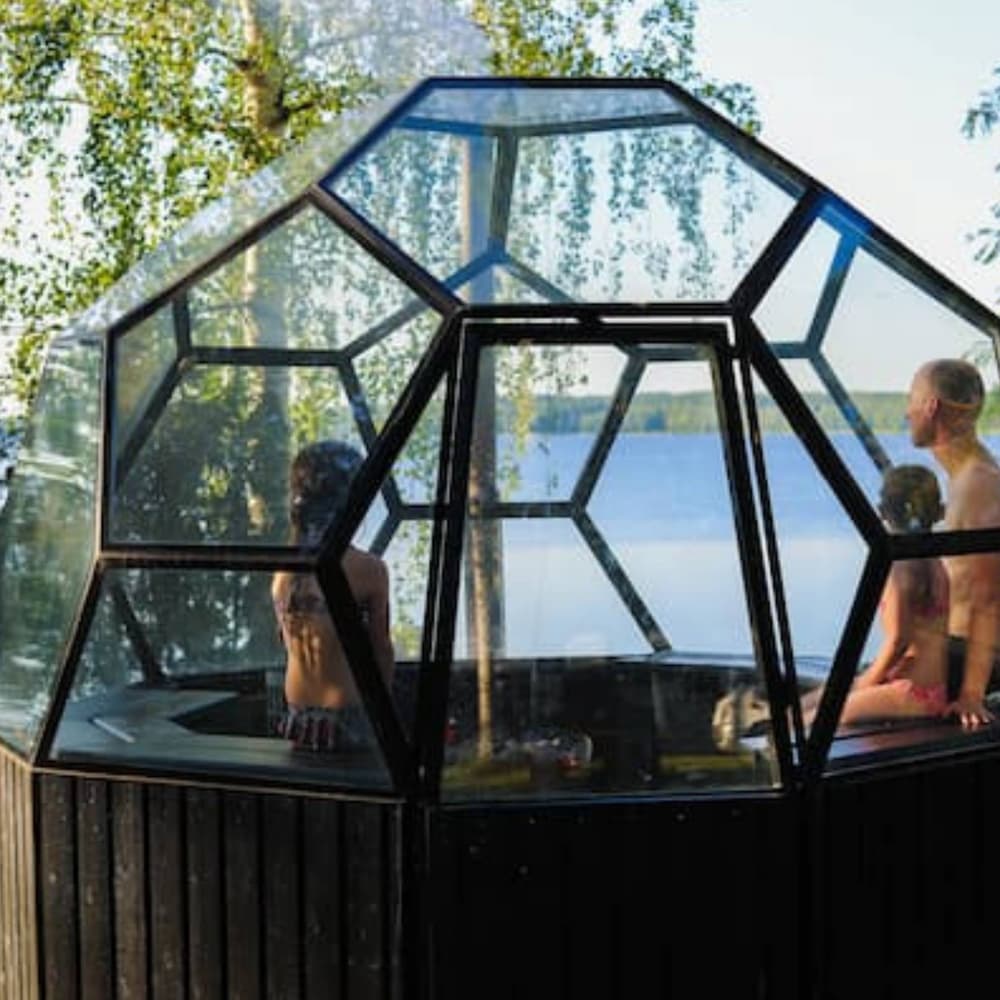 Glass igloo with people
